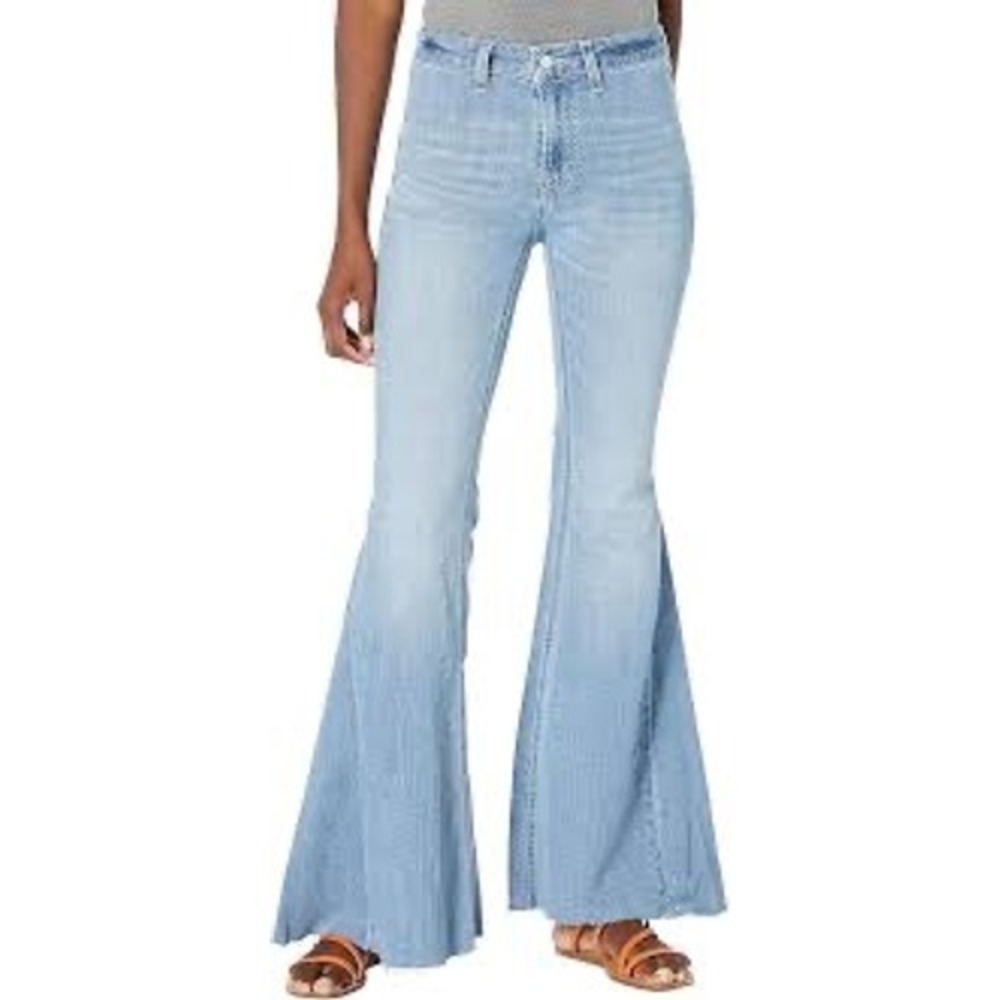 Ariat‎ Real Alondra Colorado Flare Jeans Womens 30R Light Blue High Rise Raw Hem